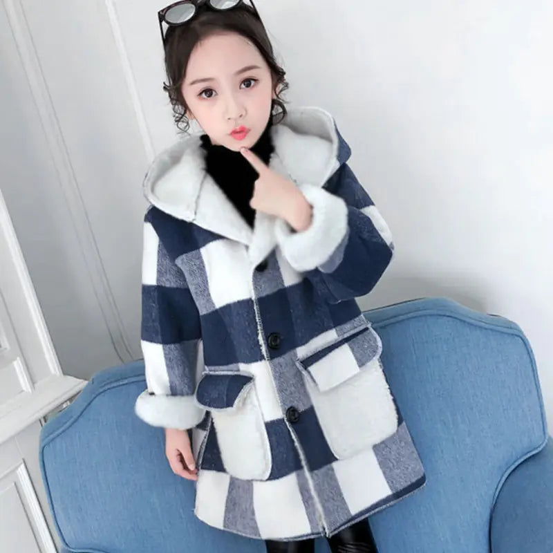 Thick Woolen Overcoat for Girls' Winter Clothing