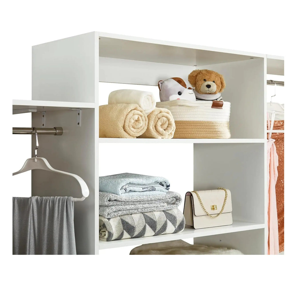 White Modern Closet System with Shelves and Drawers