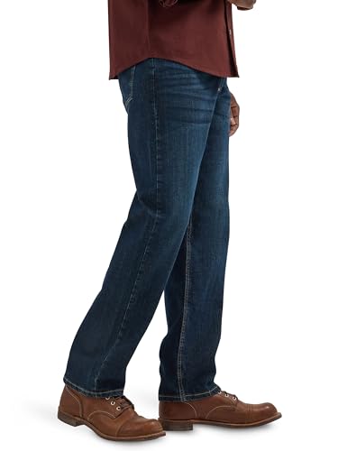 Wrangler Men's Free-to-Stretch Relaxed Fit Jean, Blackened Indigo, 42W x 30L