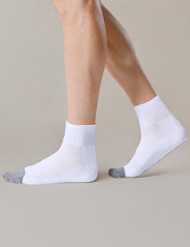 CS CELERSPORT 6 Pack Men's Ankle Socks with Cushion Athletic Running Socks, White, Shoe Size: 9-12