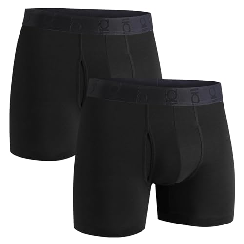 gagli Men's Cotton Stretch Boxer Briefs, Soft Breathable No-Tag Underwear, Comfort Fit Anti-Ride Up,2-Pack L Black