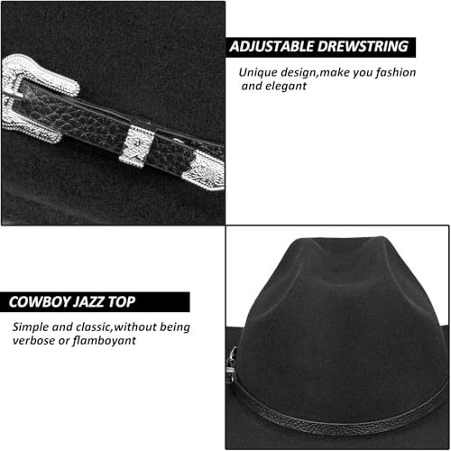 Western Cowboy Hat for Men Women Classic Roll Up Fedora Hat with Buckle Belt(Size:S-M)