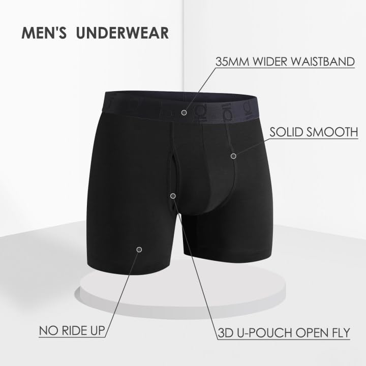 gagli Men's Cotton Stretch Boxer Briefs, Soft Breathable No-Tag Underwear, Comfort Fit Anti-Ride Up,2-Pack L Black