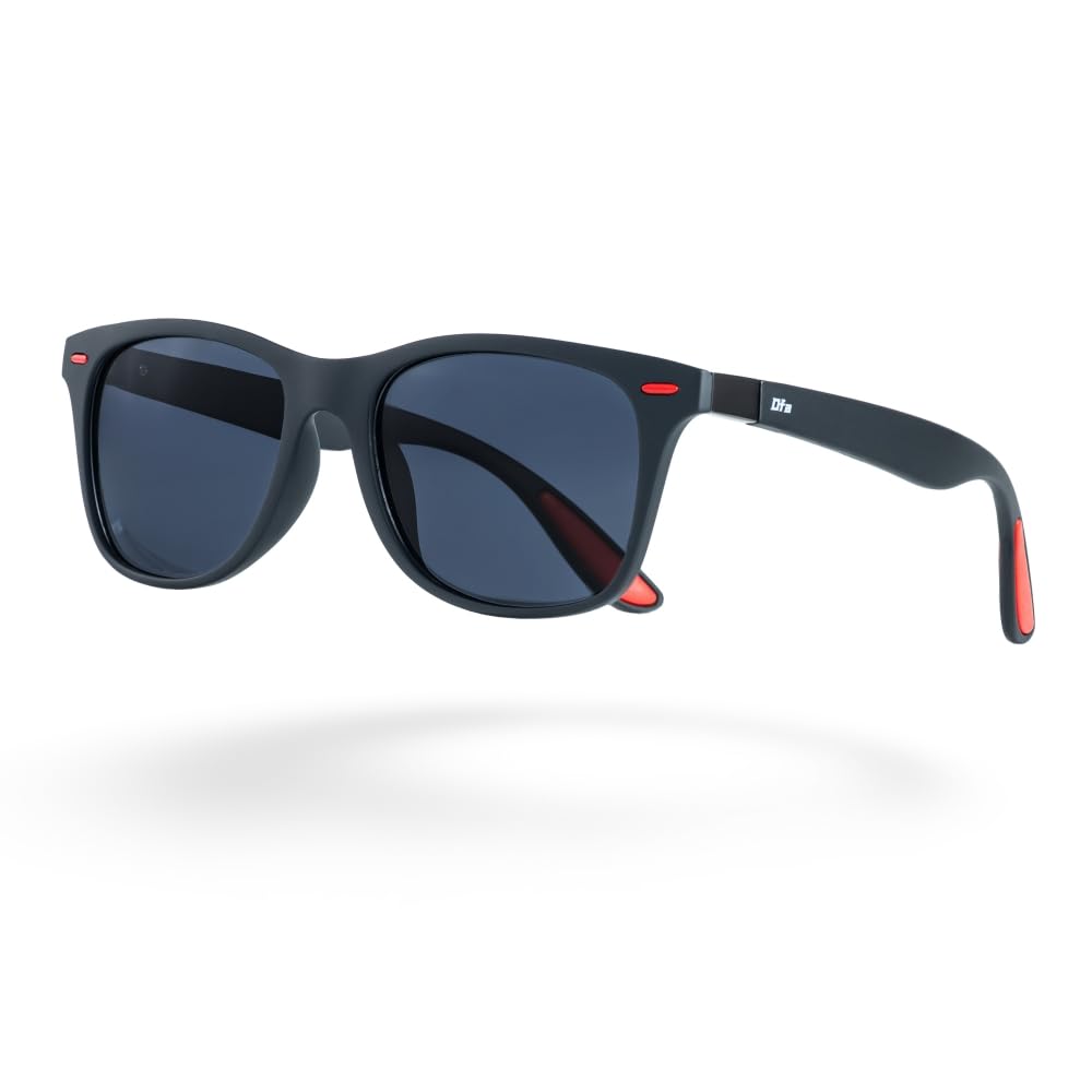 DASINGFA Polarized Sunglasses for Men Women,Lightweight TR90 Frame,UV400 Protection,Black Square Sun Glasses Driving Fishing Golf