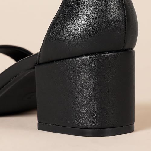 Amazon Essentials Women's Two Strap Heeled Sandal, Black Faux Leather, 10 Wide