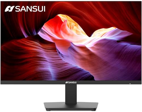 SANSUI Monitor 24 Inch 100Hz PC Monitor, HDMI VGA Ports VESA Mount, FHD Computer Monitor Ultra-Slim Ergonomic Tilt Eye Care for Home Office (ES-24F2, HDMI Cable Included)