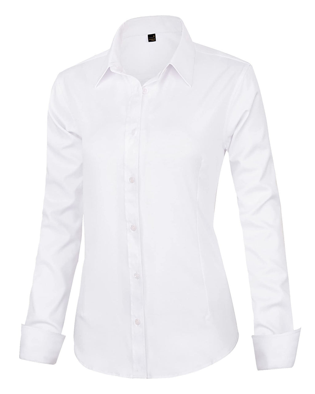 J.VER Womens Dress Shirts Long Sleeve Button Down Shirt Wrinkle-Free Business Casual Blouse Office Work Tops White Medium