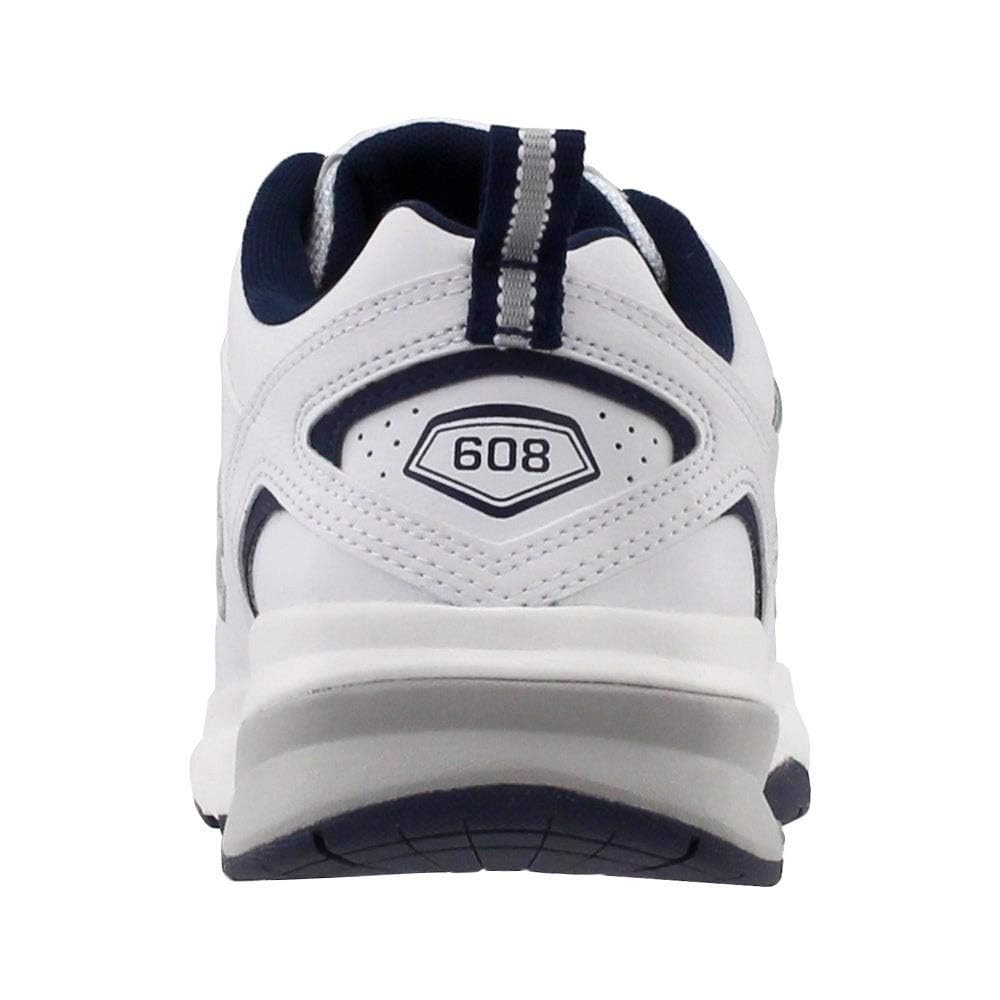 New Balance Men's 608 V5 Casual Comfort Cross Trainer, White/Navy, 10.5