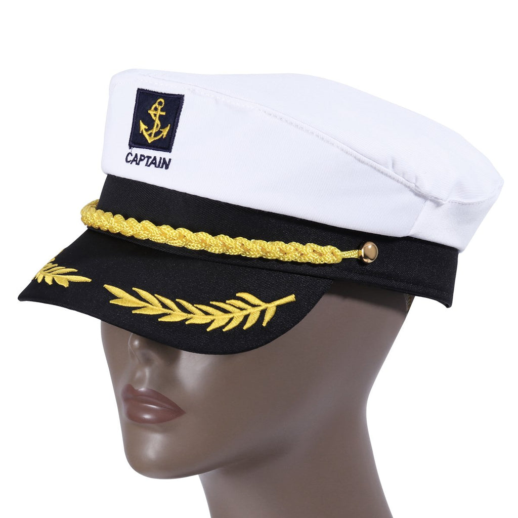 Adult Yacht Captain Hat White Sailor Hat for Women Men Yacht Boat Sailor Captain Cap Marine Admiral Costume Party Cosplay Accessory