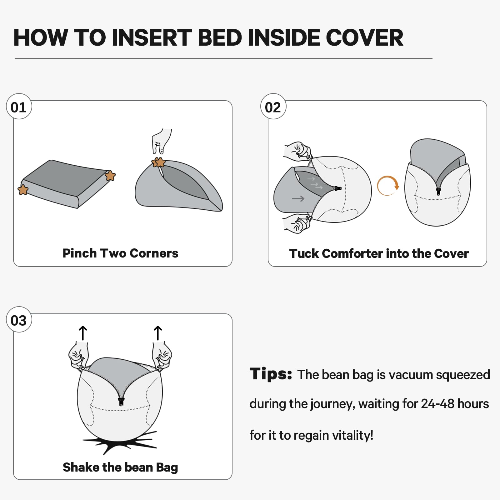 Bean Bag Chairs for Adults - Giant Bean Bag Chair Convertible Bean Bag Bed - Beanbag Chair with Micro Fiber Cover/Furniture Foam Filler - Floor Couch Sofa in Bedroom Dorm Room - Full Charcoal