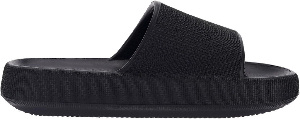 BRONAX Pillow Slippers for Women and Men | House Slides Shower Sandals | Cushioned Thick Sole 40-41 Black