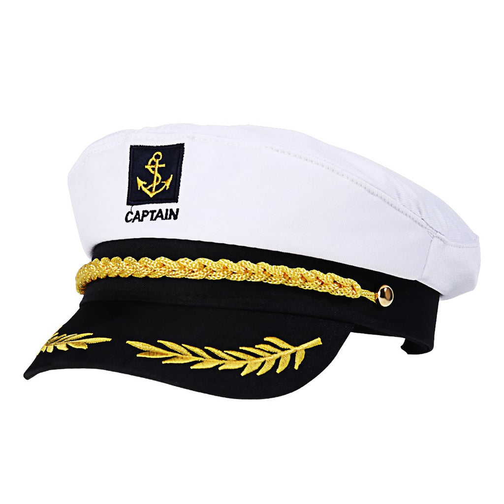Adult Yacht Captain Hat White Sailor Hat for Women Men Yacht Boat Sailor Captain Cap Marine Admiral Costume Party Cosplay Accessory