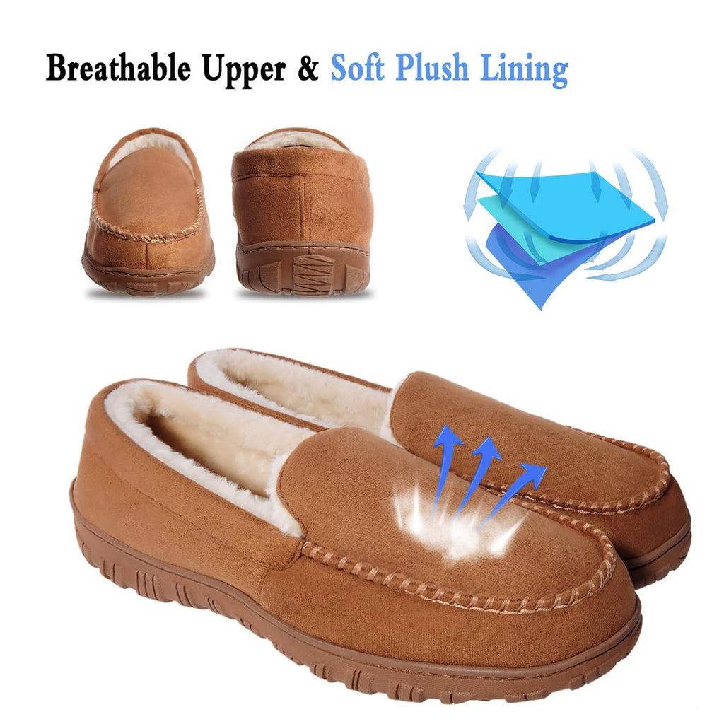 shoeslocker Mens Slippers Warm House Slippers for Men Indoor Outdoor Beige Size 11