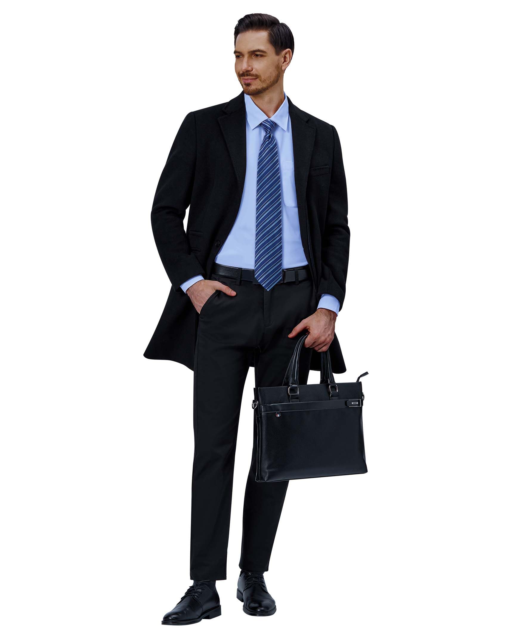 Alimens & Gentle Long Sleeve Dress Shirts for Men Blue Stretch Wrinkle Free Regular Fit Casual Business Button Down Shirt