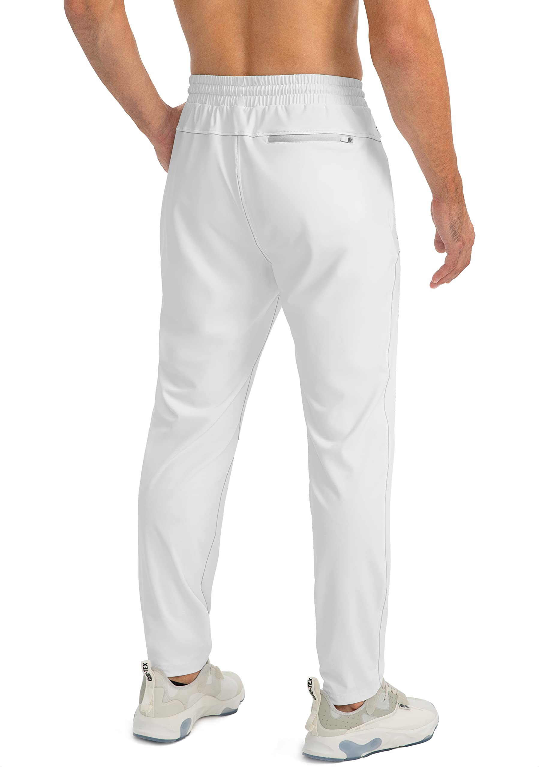 G Gradual Men's Sweatpants with Zipper Pockets Tapered Joggers for Men Athletic Pants for Workout, Jogging, Running (White, X-Large)
