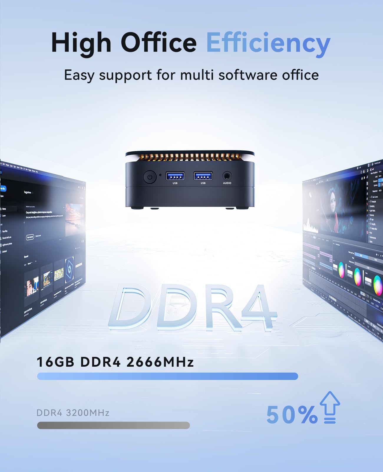 KAMRUI Essenx E1 Mini PC Computer with N97 Processor, 16GB DDR4 RAM 256GB M.2 SSD, Mini Desktop Computer Support Dual 4K, WiFi, Bluetooth, Ethernet, HTPC for Business, Education, Home