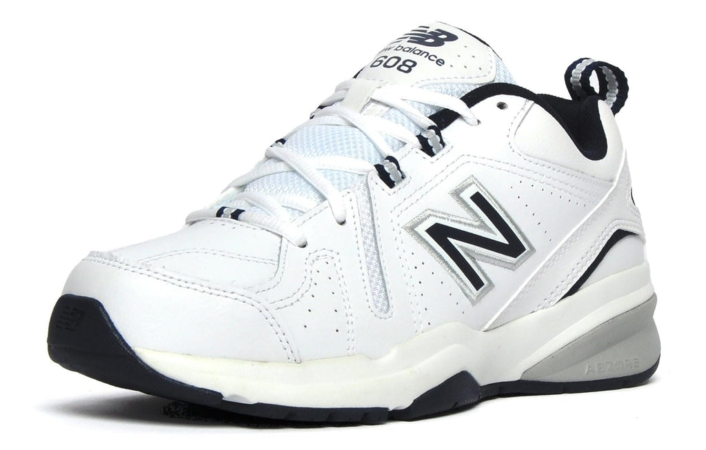 New Balance Men's 608 V5 Casual Comfort Cross Trainer, White/Navy, 10.5