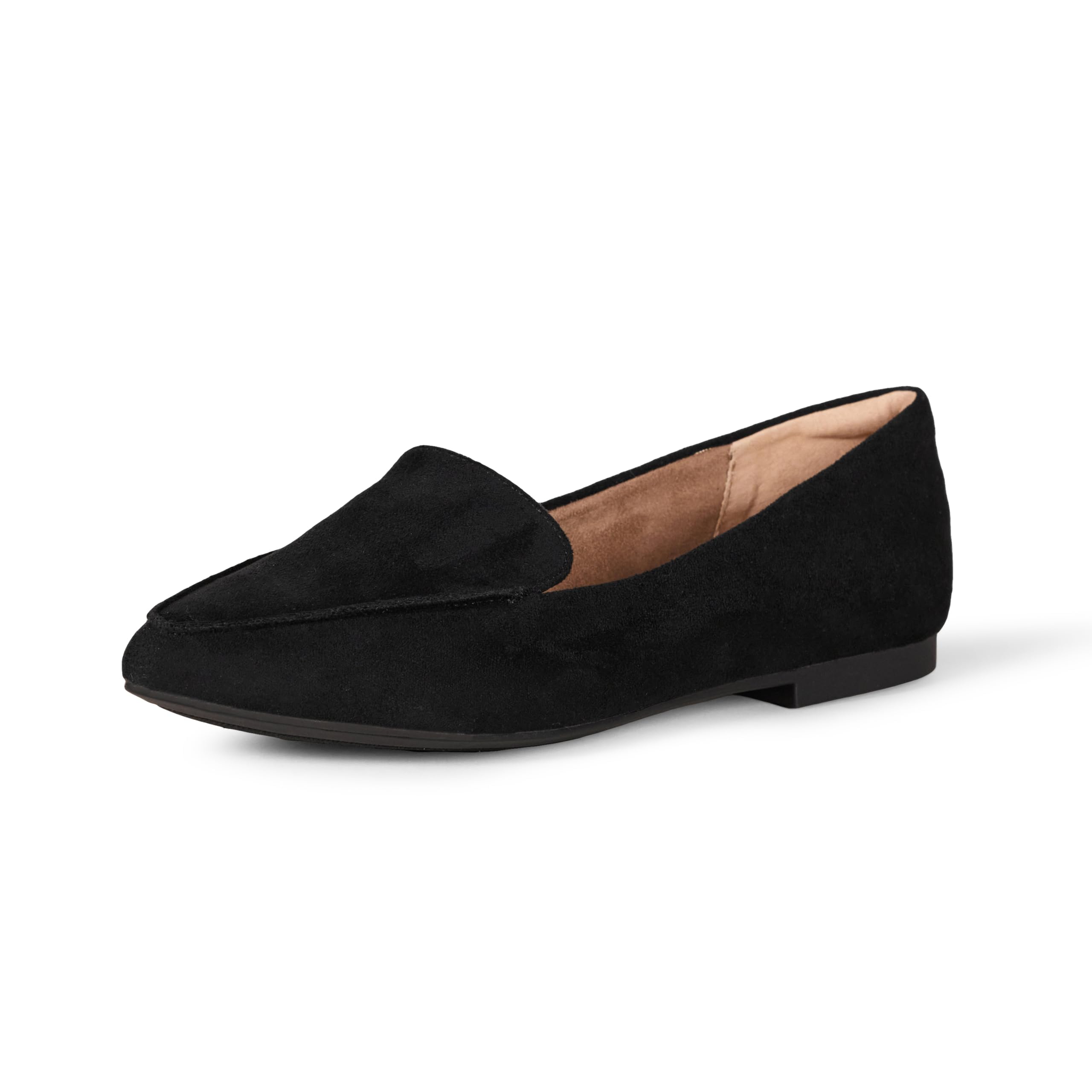Amazon Essentials Women's Loafer Flat, Black Microsuede, 8.5