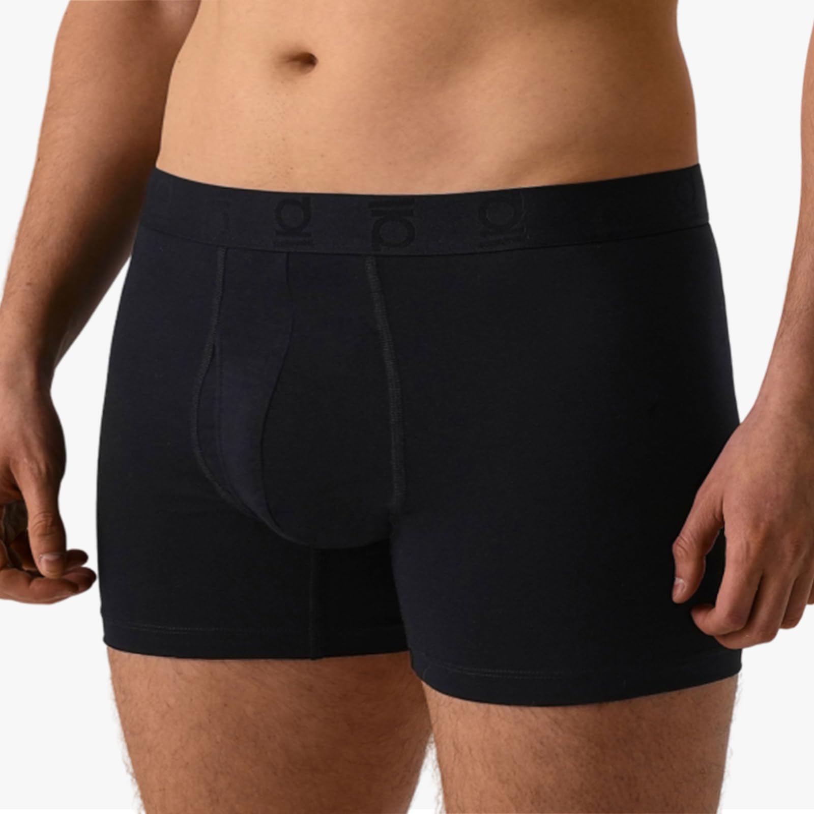 gagli Men's Cotton Stretch Boxer Briefs, Soft Breathable No-Tag Underwear, Comfort Fit Anti-Ride Up,2-Pack L Black