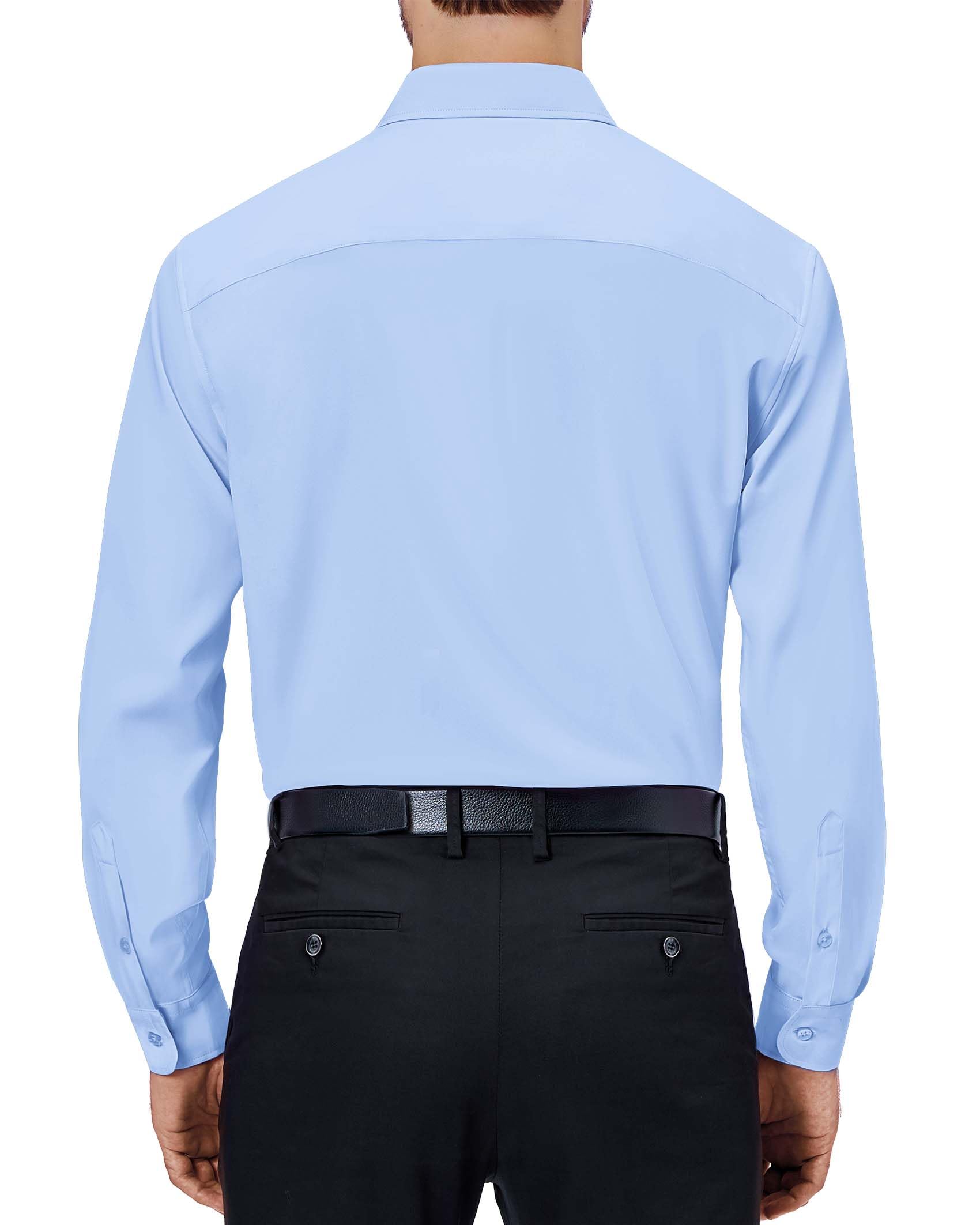 Alimens & Gentle Long Sleeve Dress Shirts for Men Blue Stretch Wrinkle Free Regular Fit Casual Business Button Down Shirt