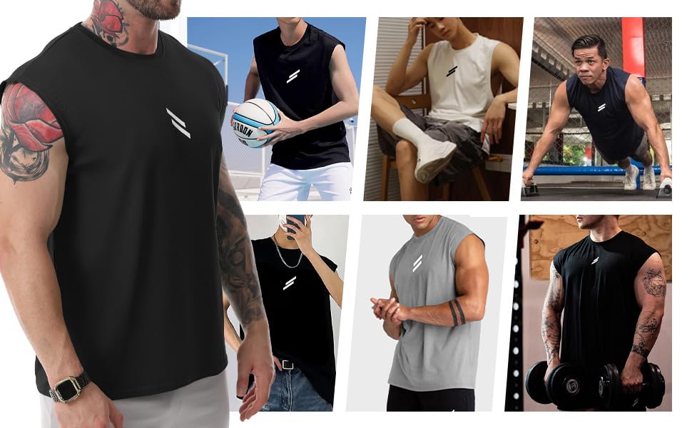 LSLXYWZX Men's Tank Tops 3 Pack Sleeveless Workout Mesh Material Quick Dry Athletic Running Gym Muscle Beach Fitness Shirts (US, Alpha, Medium, Regular, Regular, Black+White+Gray)