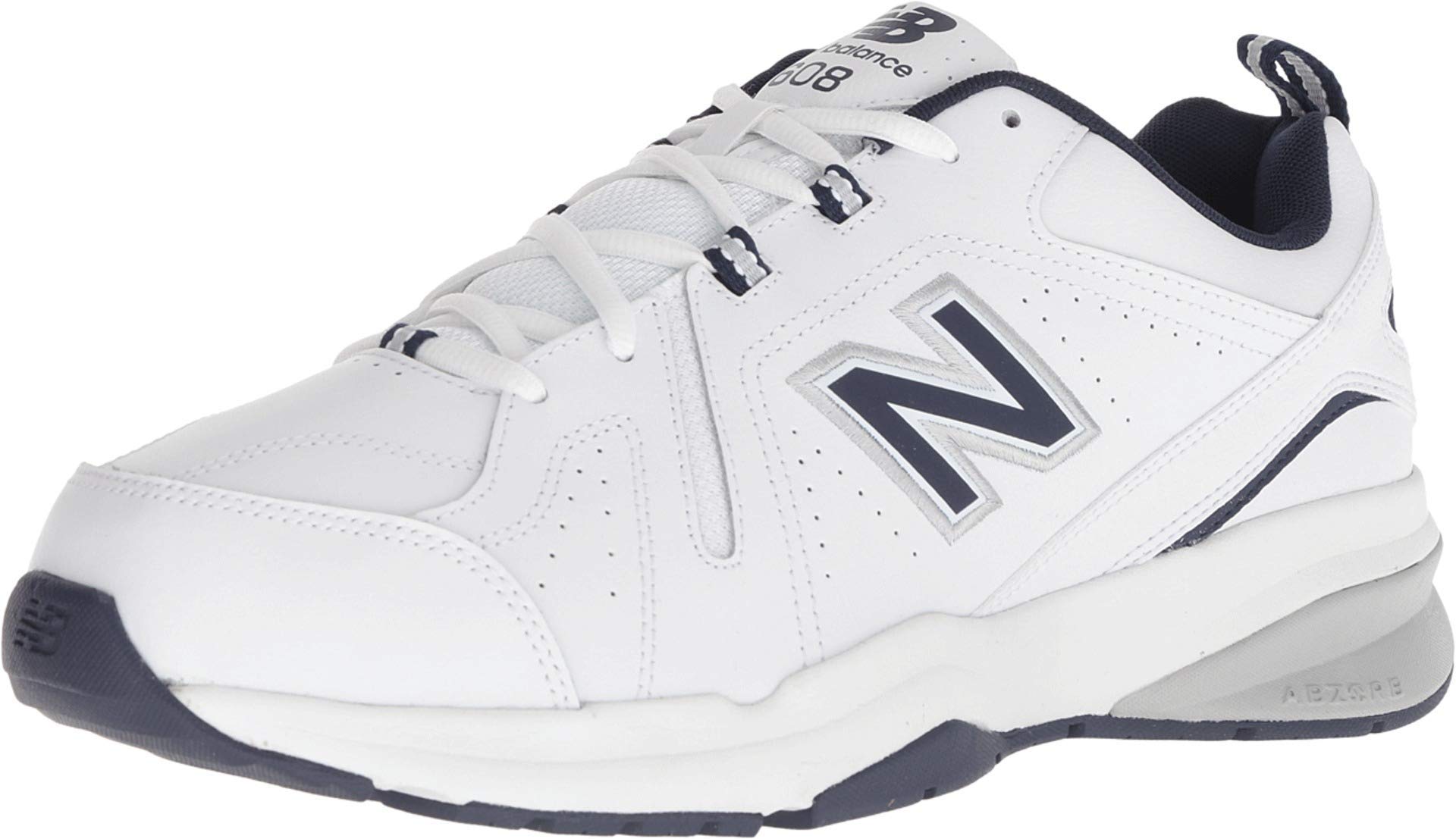 New Balance Men's 608 V5 Casual Comfort Cross Trainer, White/Navy, 10.5