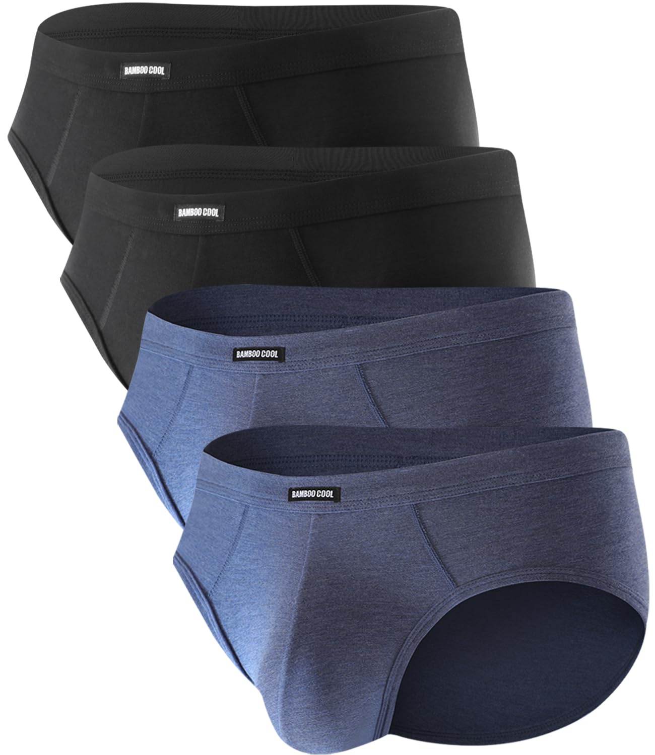 Men's Tagless Briefs Coverd Waistband Comfort Soft Underwear with Contour Pouch Breathable Underpants, Multipacks Black,blue