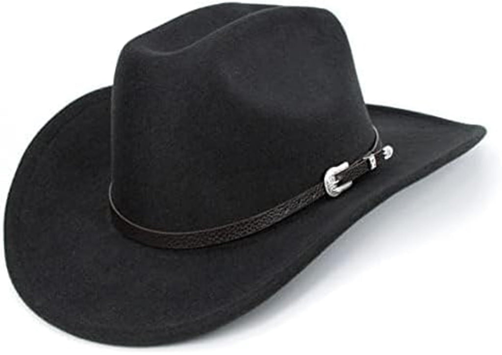 Western Cowboy Hat for Men Women Classic Roll Up Fedora Hat with Buckle Belt(Size:S-M)