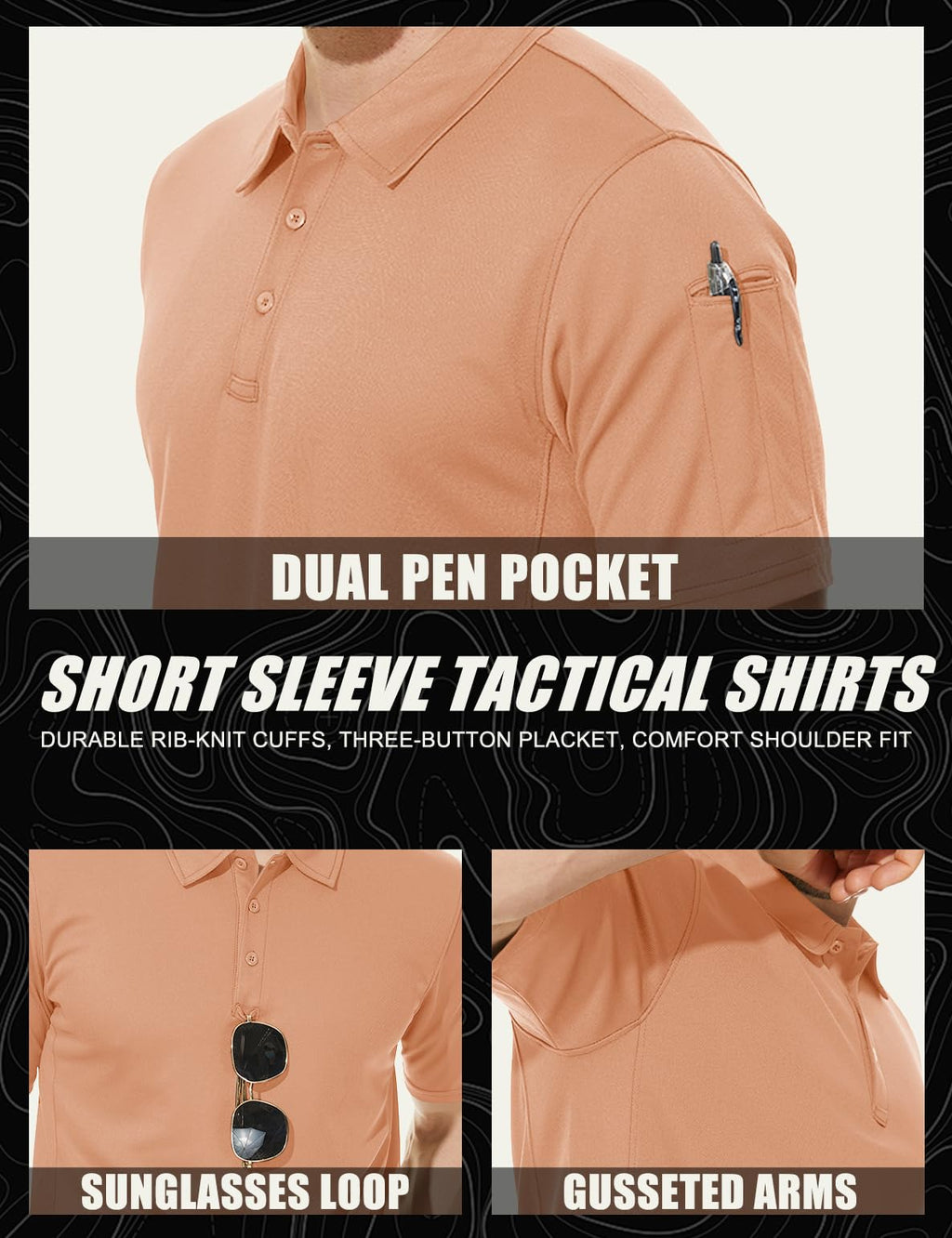 MAGCOMSEN Golf Polos for Men Dry Fit Short Sleeve Polo Shirts Breathable Athletic Polo Shirts Rugby Shirt Apricot XL