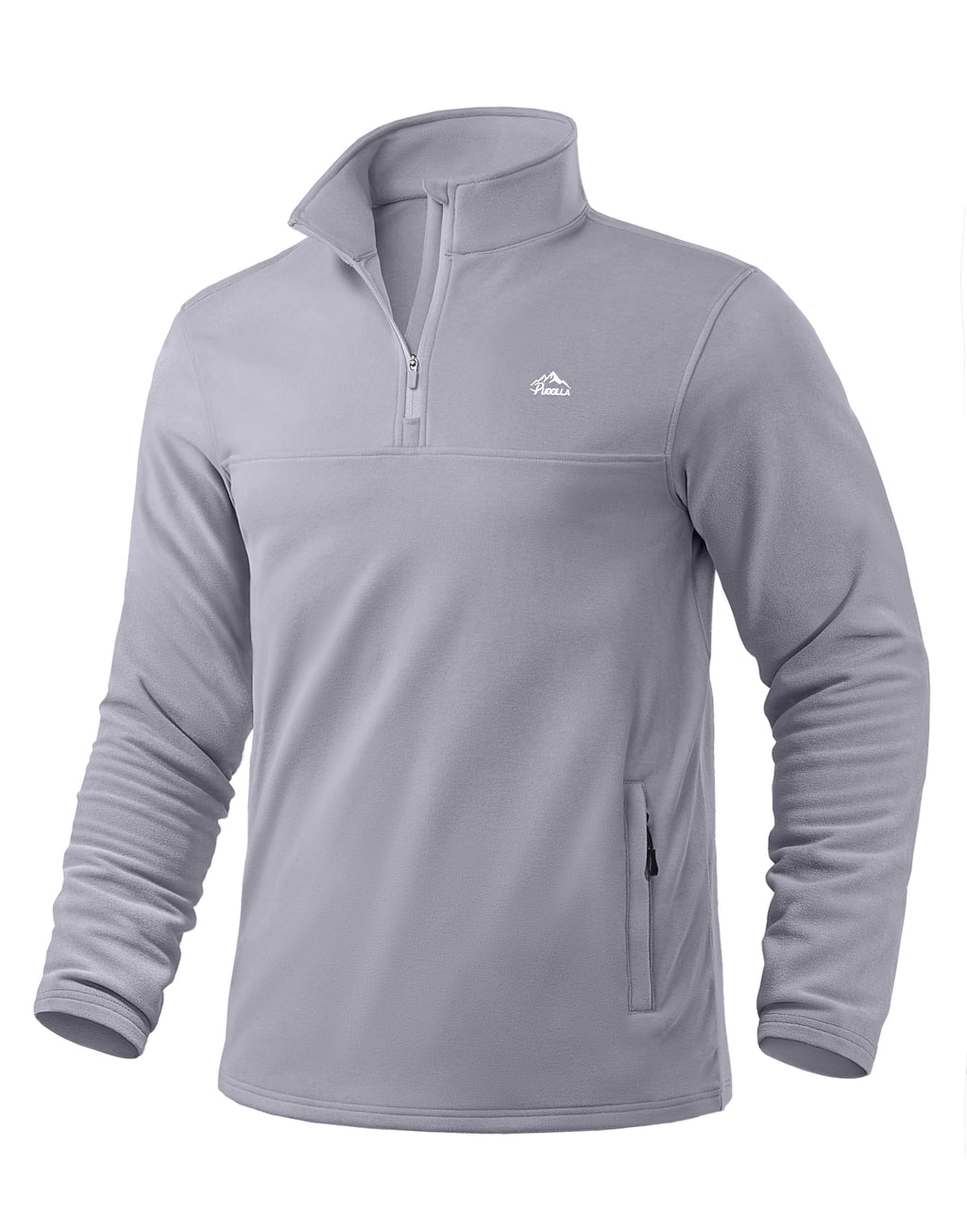 Pudolla Golf 1/4 Zip Pullover Men Midweight Casual Fleece Sweatshirt Winter Track Sportswear(Light Grey L