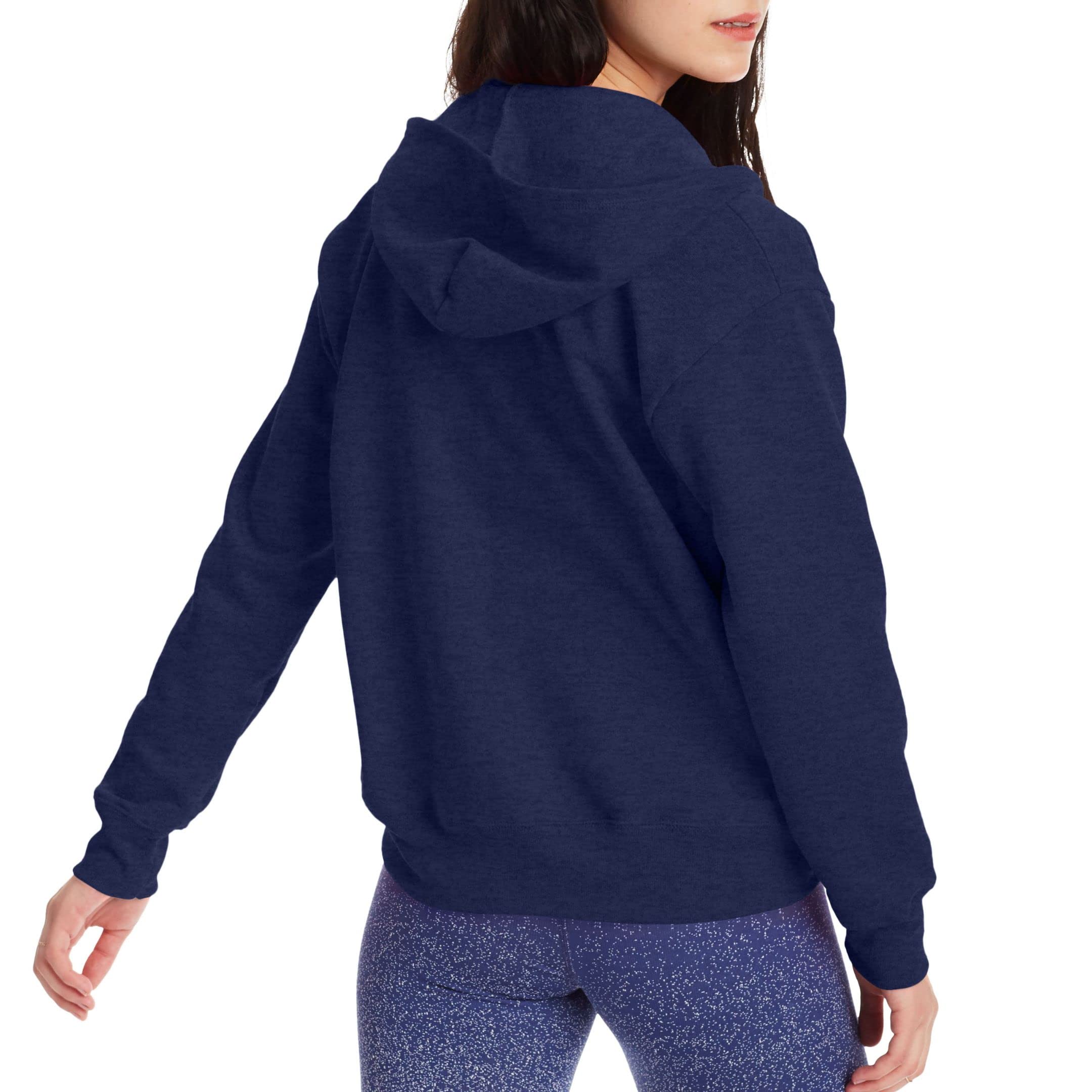 Hanes Women's EcoSmart Full-Zip Hoodie Sweatshirt, Navy, x Large
