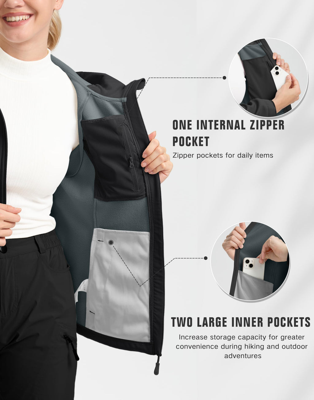 G Gradual Women's Fleece Lined Softshell Jacket Windproof Warm Light Waterproof Hooded Jacket for Women Winter/Fall/Spring