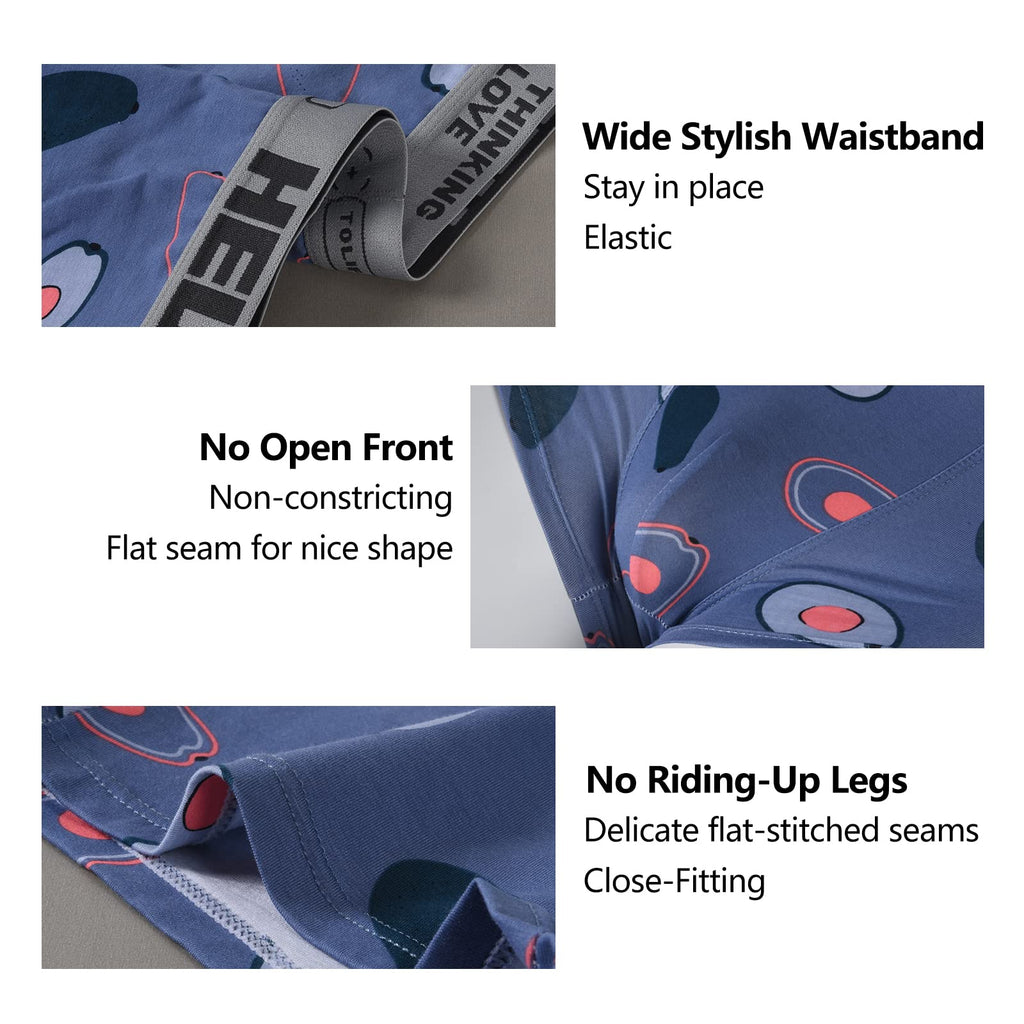 HUOPAOSHUO Underwear for Men Breathable Trunks Underwear Soft Friut Pattern Boxer Briefs Pack of 5 colour L