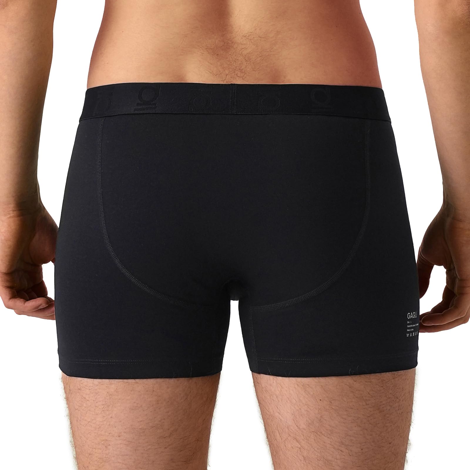 gagli Men's Cotton Stretch Boxer Briefs, Soft Breathable No-Tag Underwear, Comfort Fit Anti-Ride Up,2-Pack L Black