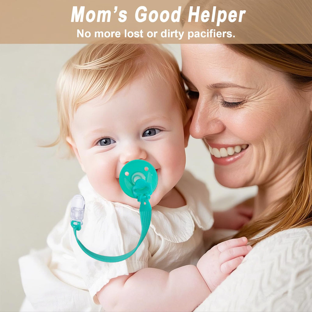Silicone Pacifier Clip with Adapter Ring for Philips Avent Soothie, 2 Pack One-Piece Soft Binky Clips Holder for Baby Boys Girls, Newborn Baby Essentials for Teething Relief Toys Baby Shower