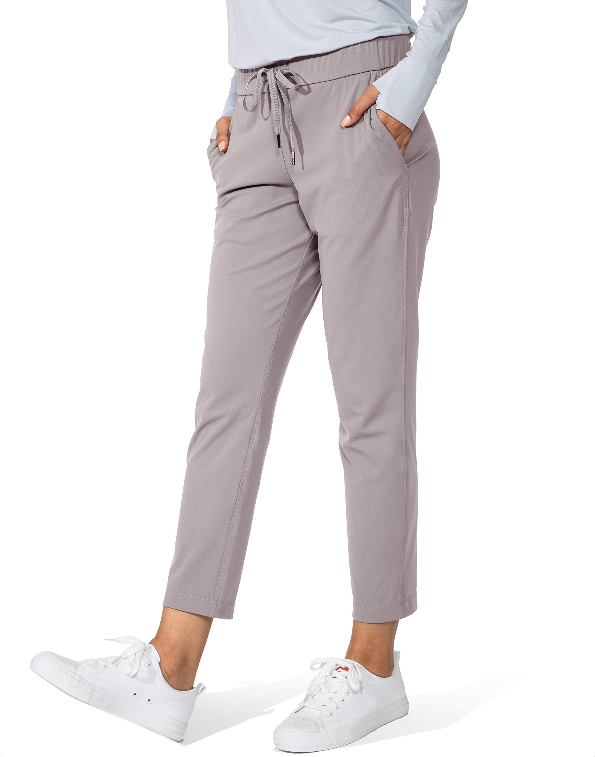G Gradual Women's Pants with Deep Pockets 7/8 Stretch Sweatpants for Women Athletic, Golf, Lounge, Work (Dusty Grey, X-Large)
