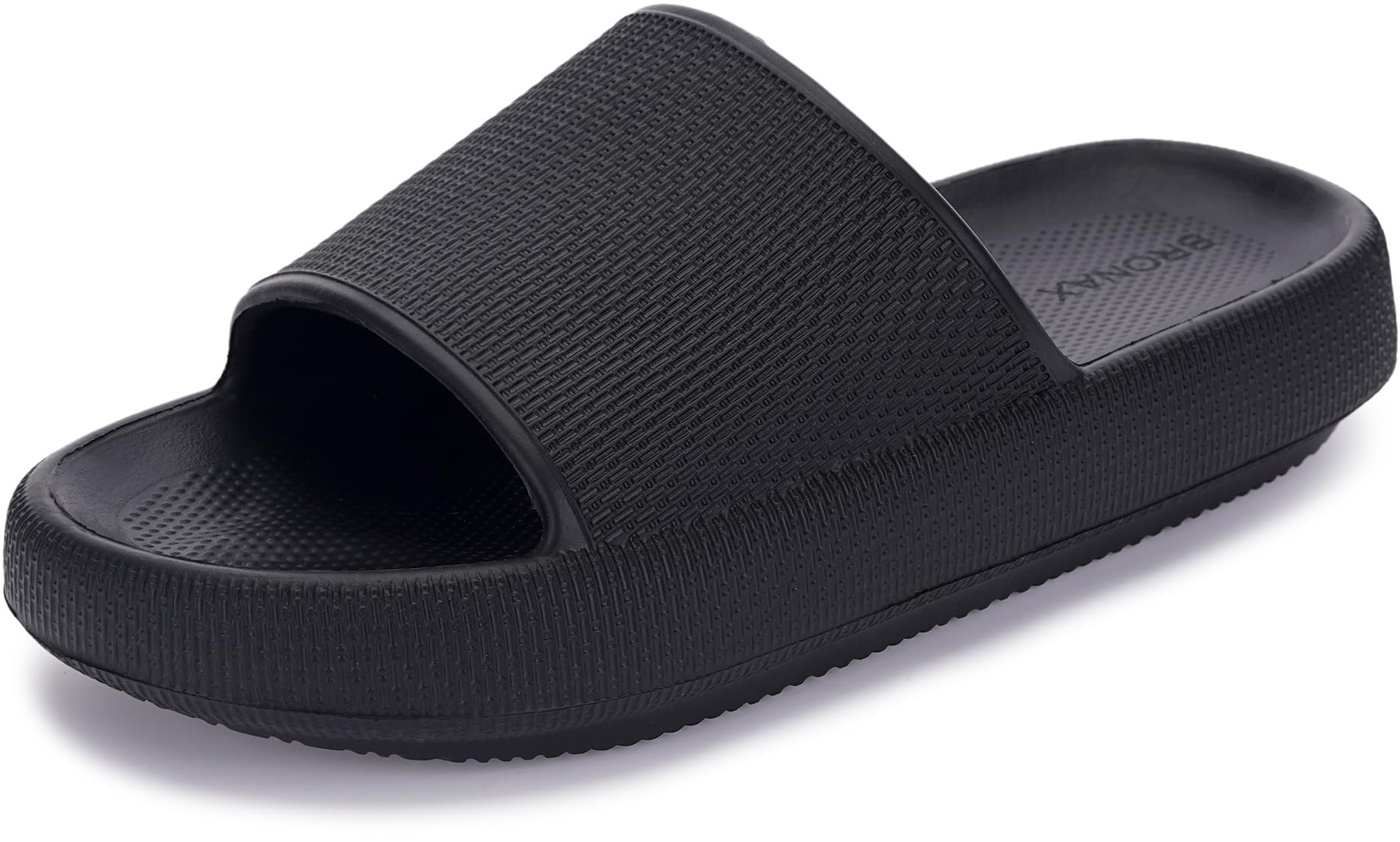 BRONAX Pillow Slippers for Women and Men | House Slides Shower Sandals | Cushioned Thick Sole 40-41 Black