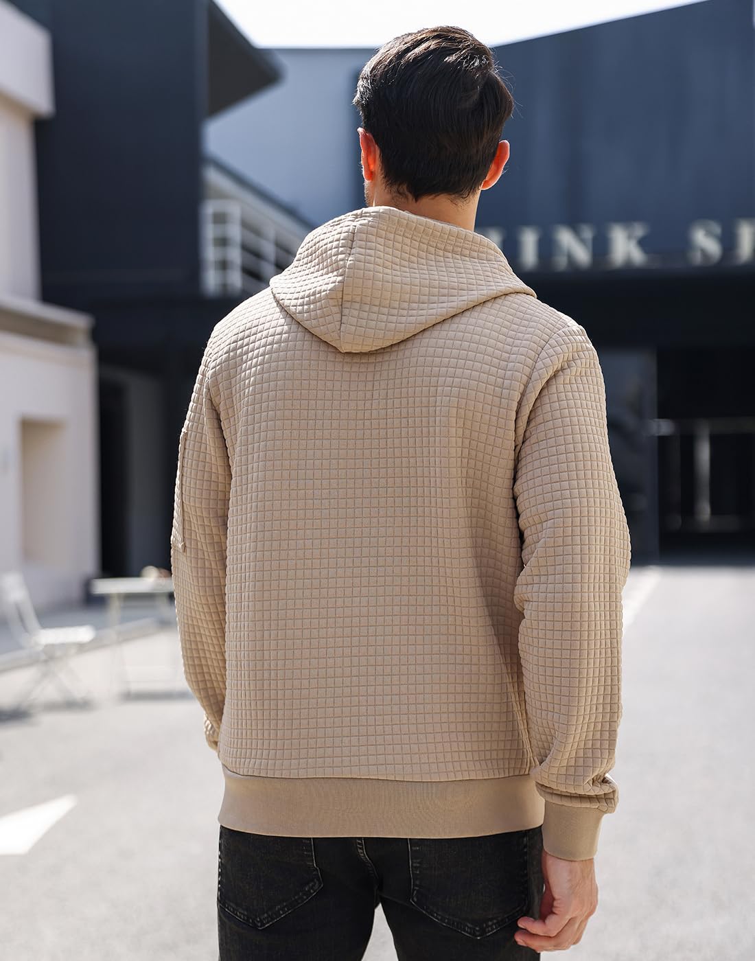 Wizoat Mens Zip Up Hoodie Full-Zip Sweatshirt Lightweight Loose Fit Hooded Jackets Khaki