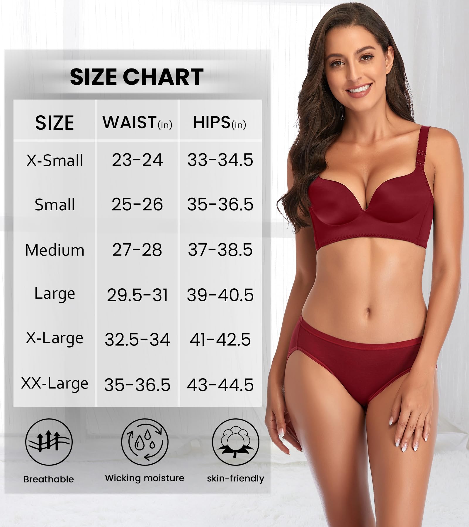 Eiggam Womens Bikini Panties, High-Cut Full Coverage Hip Lift Cotton Fiber Cool Underwear for Women - 10 Pack, L