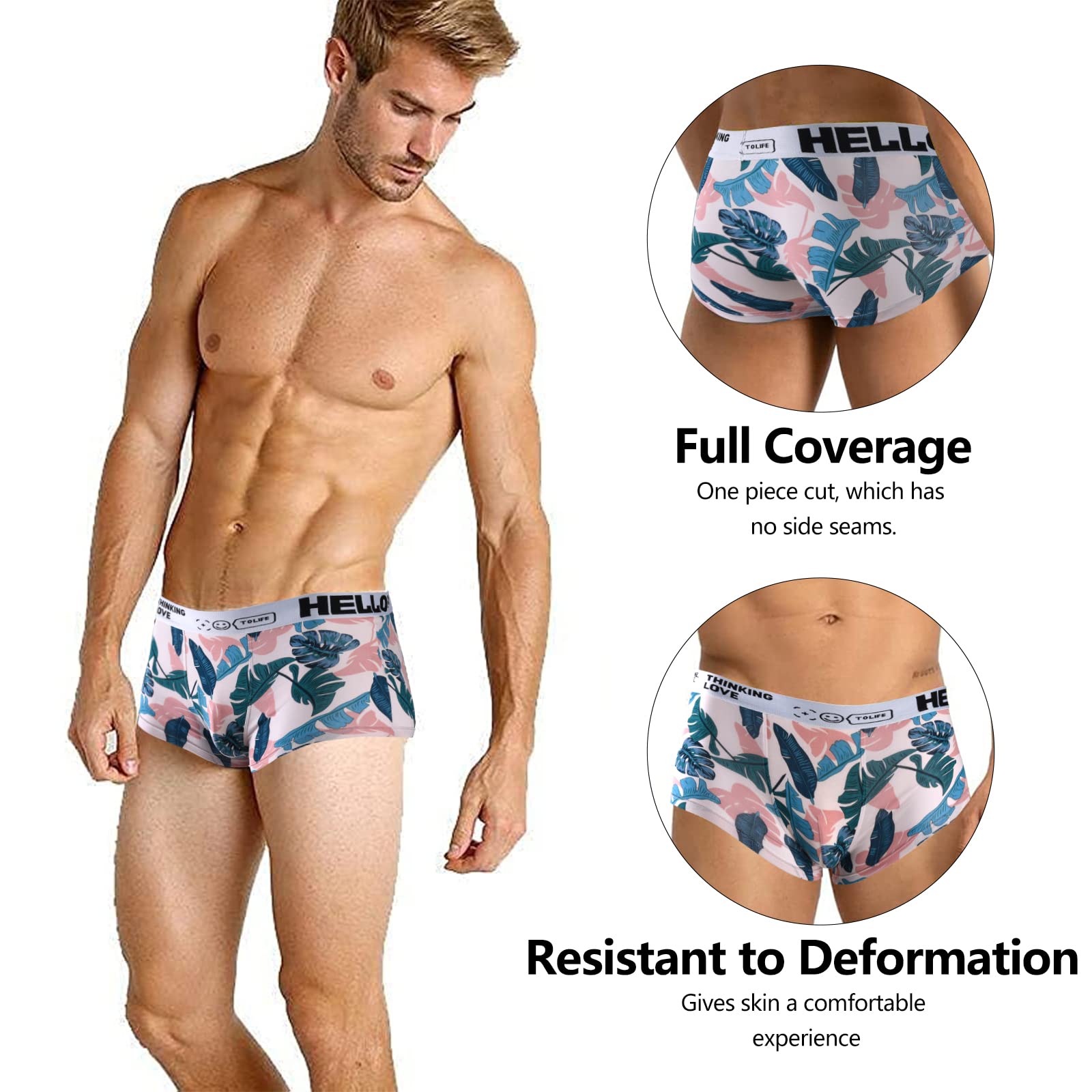 HUOPAOSHUO Underwear for Men Breathable Trunks Underwear Soft Friut Pattern Boxer Briefs Pack of 5 colour L