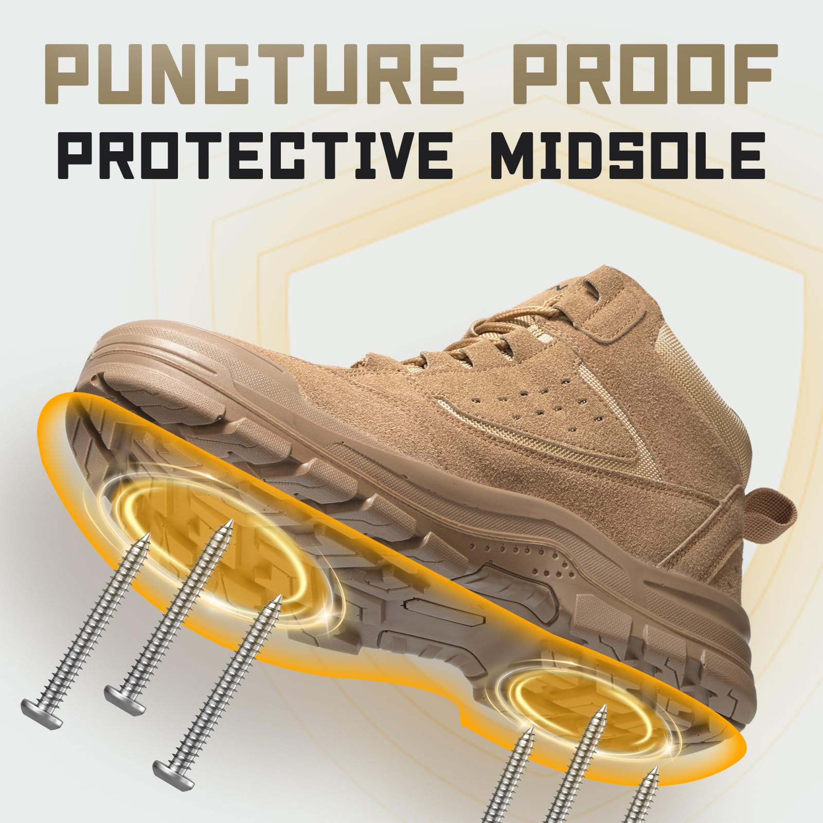 Furuian Steel Toe Boots for Men Women Comfortable Lightweight Work Boots for Men Slip Resistant High Top Steel Toe Safety Shoes Puncture Proof Indestructible Construction Boots