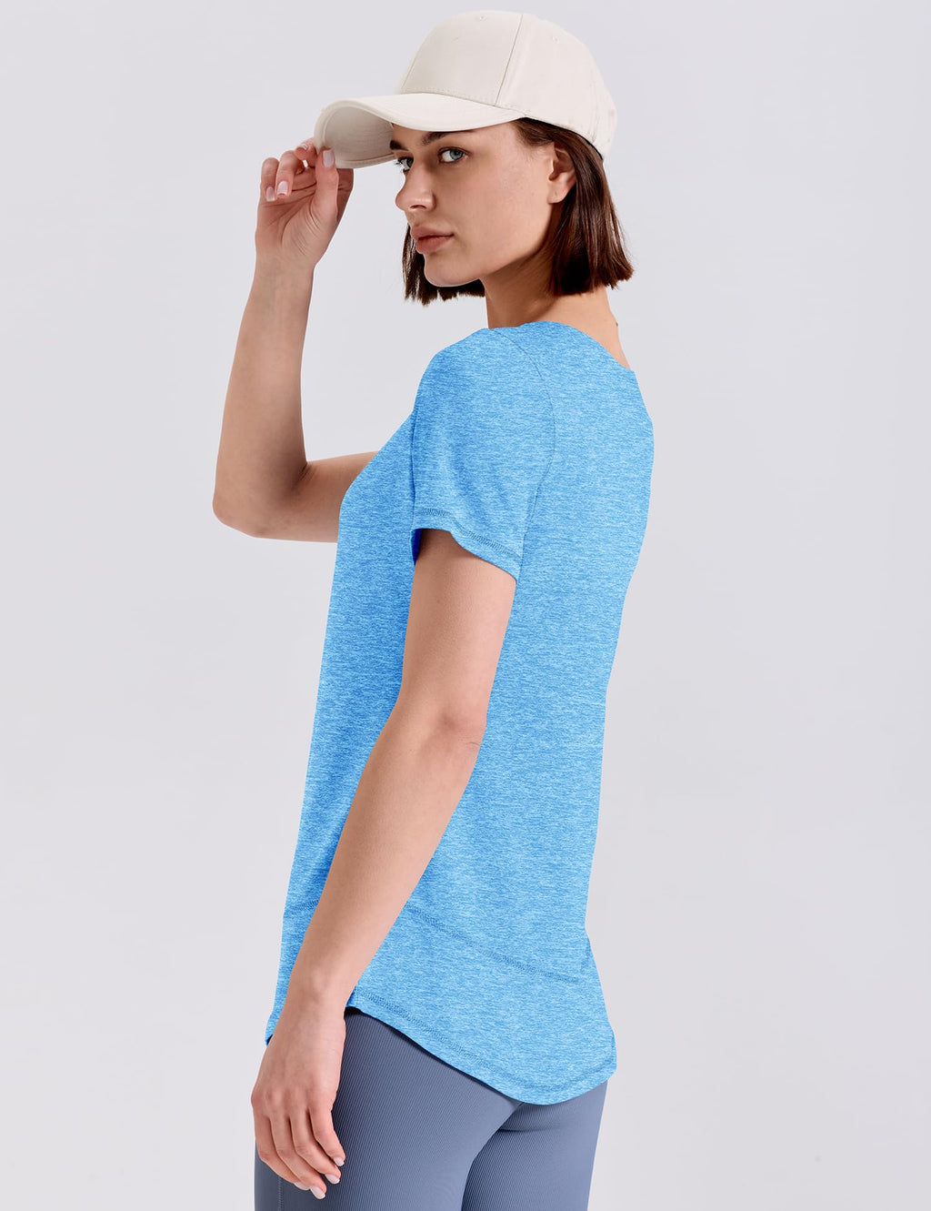 Kistore Women's Short Sleeve Boat Neck Sports Top Breathable Yoga Hiking Golf T Shirt Sportswear Blue M