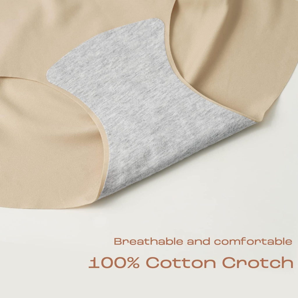 INNERSY Women's Seamless No Show Hipster Panties Invisible Light Underwear 3-Pack(3 Beige,Medium)