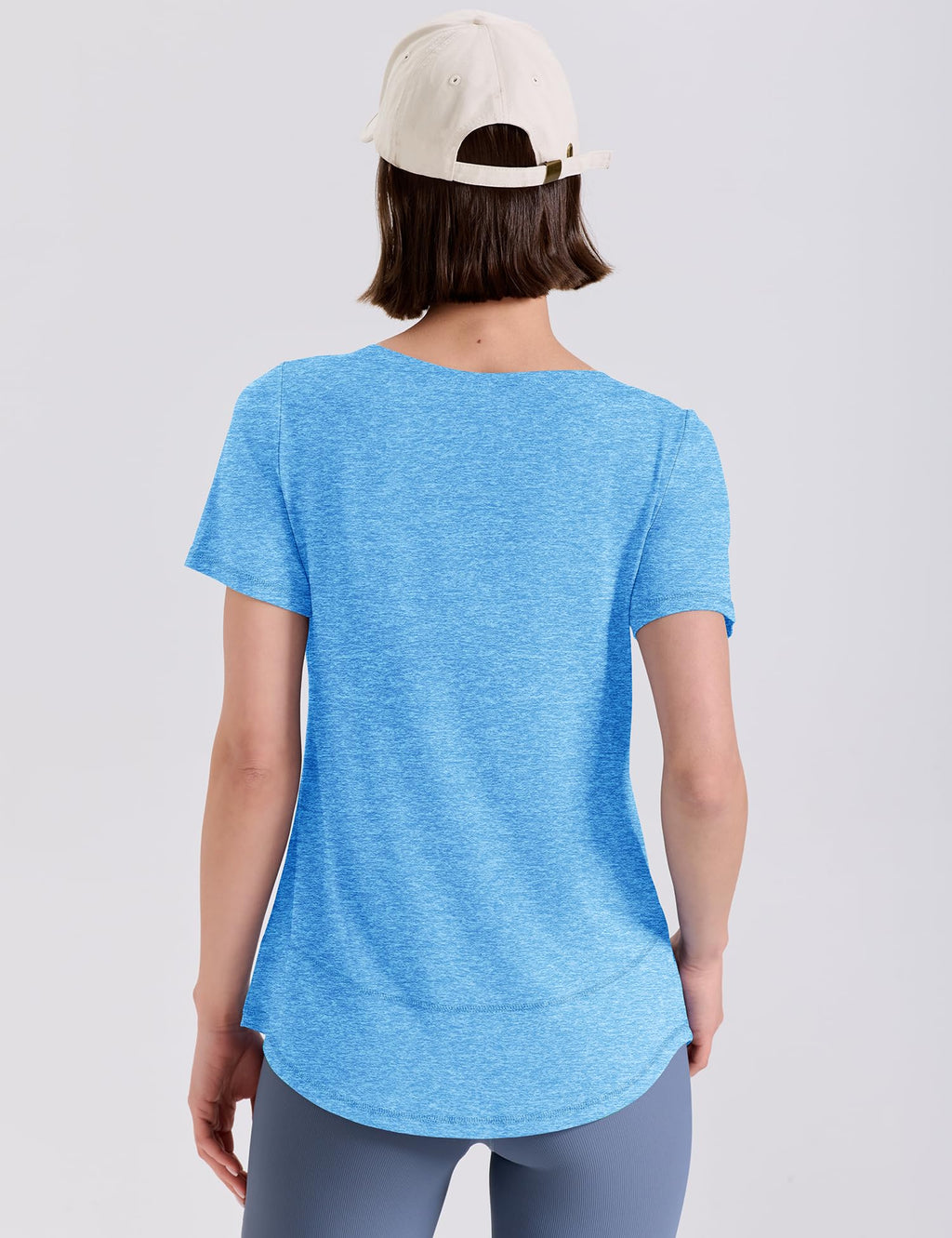 Kistore Women's Short Sleeve Boat Neck Sports Top Breathable Yoga Hiking Golf T Shirt Sportswear Blue M