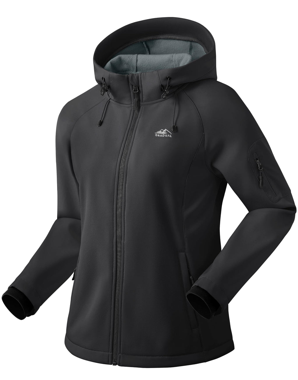 G Gradual Women's Fleece Lined Softshell Jacket Windproof Warm Light Waterproof Hooded Jacket for Women Winter/Fall/Spring