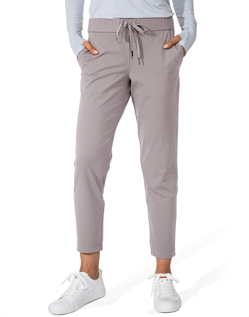 G Gradual Women's Pants with Deep Pockets 7/8 Stretch Sweatpants for Women Athletic, Golf, Lounge, Work (Dusty Grey, X-Large)