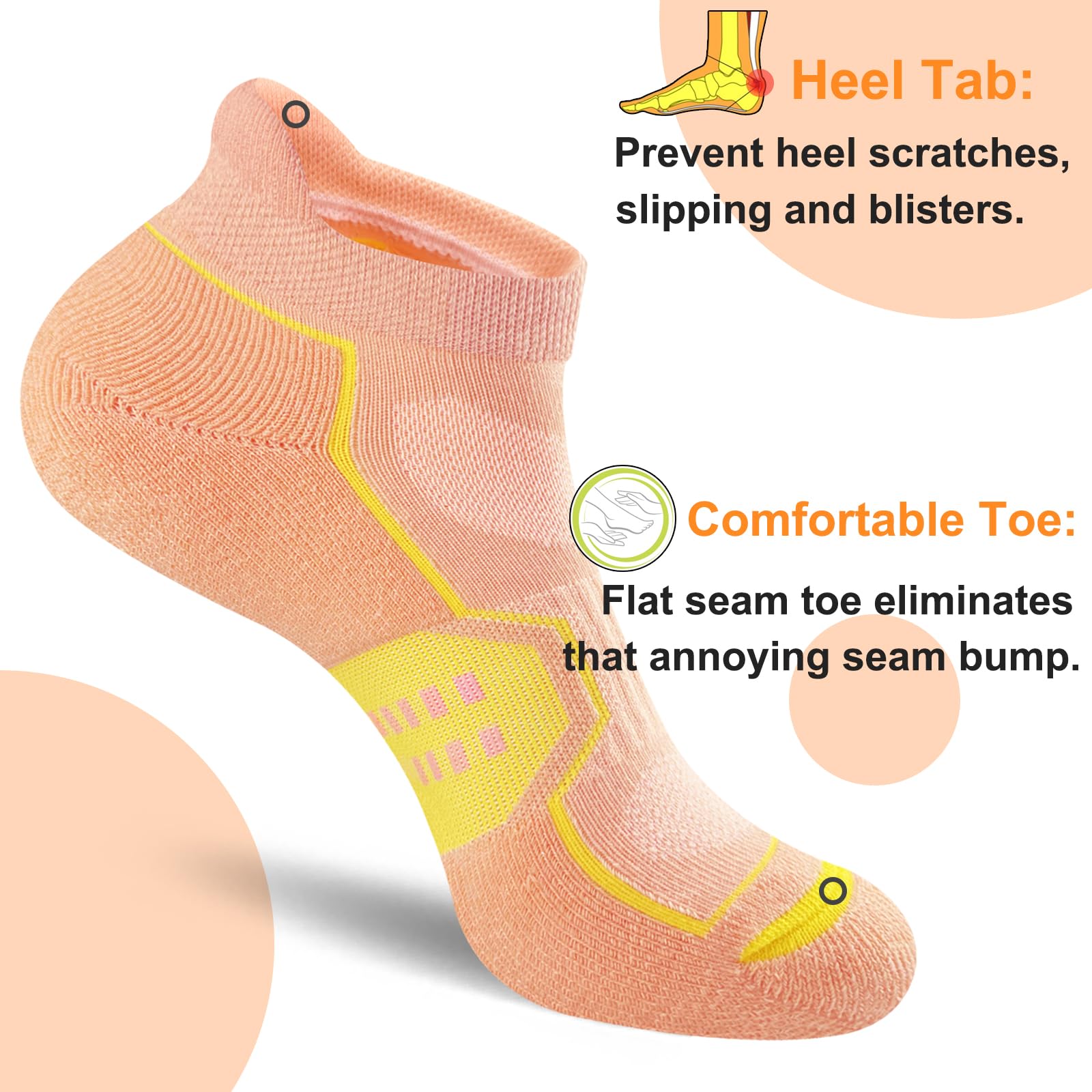 Womens Ankle Comfort Cushioned Anti-blister Wicking Athletic Running Socks 5 Pairs