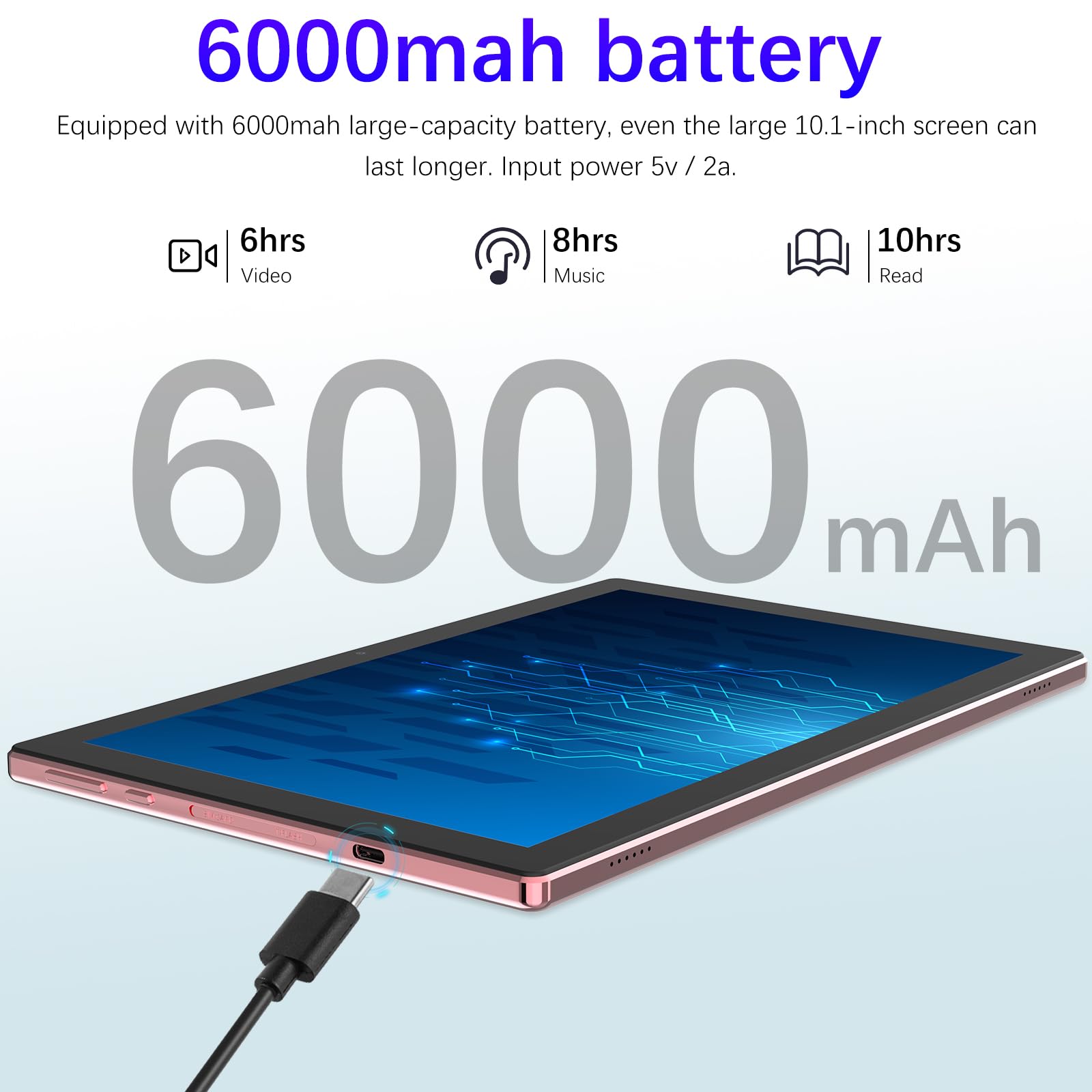 COOPERS Tablet Android 15, 10 inch Tablet 12GB RAM+64GB ROM Max 1TB, 1.8Ghz Quad-core Processor, 5G WiFi6, 6000mAh Battery Dual Camera, 2 in 1 Tablets with Keyboard Case Mouse Stylus, Widevine L1 Pink