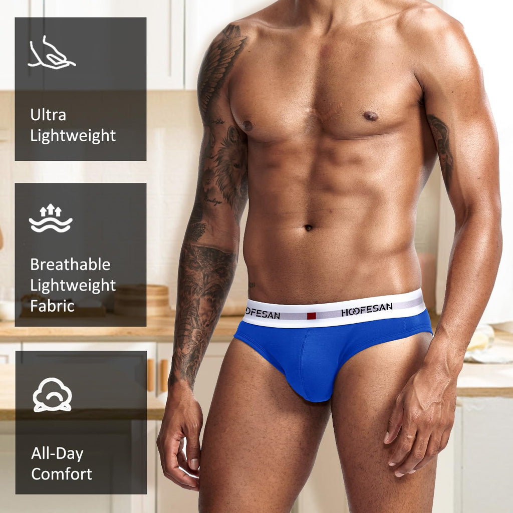 HOOFESAN Mens Underwear Briefs Pack Stretch Cotton Low Rise Briefs for Men Wide Waistband Multipack
