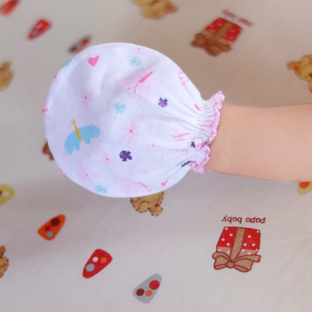 RATIVE Baby Mittens Gloves No Scratch Organic Cotton for Newborn 0-6 Months Baby Essentials Must Haves for Boys Girls (6 Pairs/g46)